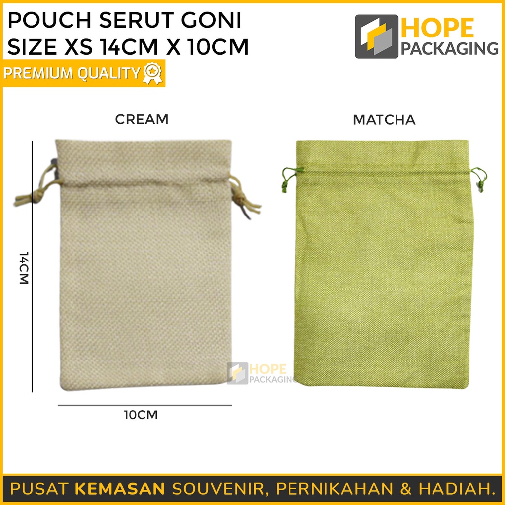 [3 Pcs] Tas Pouch Serut Katun Polos 4 Ukuran XS / S / M / L  Bahan Kain Goni untuk Permen / Hadiah / Gift