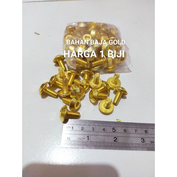 baut plat nomor motor gold drat 10 kunci L 5 baut payung gold drat 10 kunci L 5 baut payung plat nom