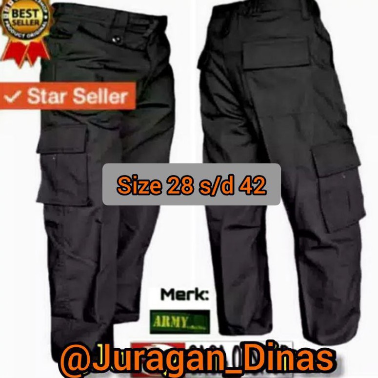 Celana PDL Hitam Ripstok AR Brimob Kargo Cargo Lapangan Latihan Outdoor Gunung berkualitas