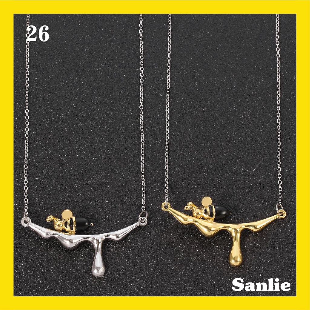 Sanlie Kalung Titanium Wanita Korea  Kalung Liontin Fashion Murah Model Lebah 26