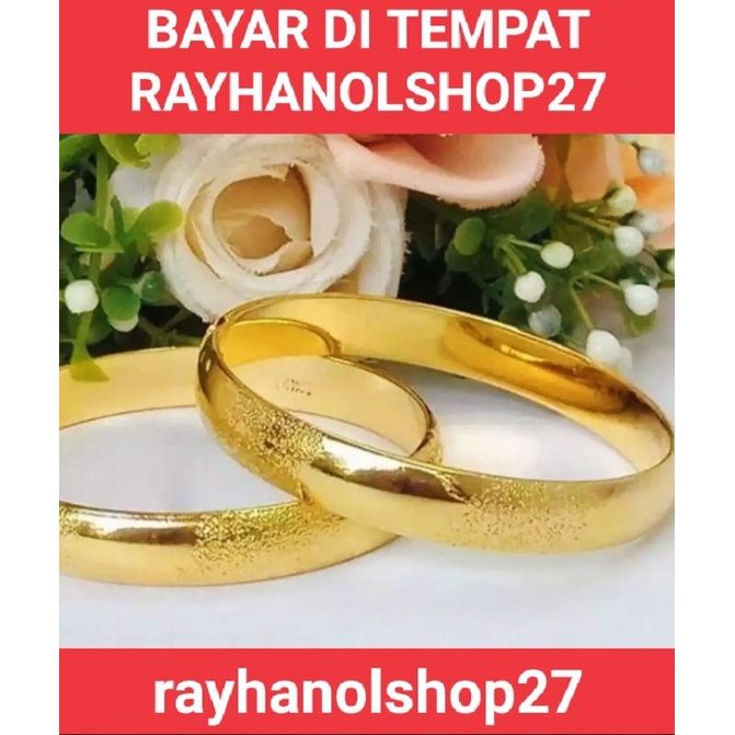 PERHIASAN WANITA DEWASA GELANG PASIR 2pcs TERMURAH MEWAH ELEGAN ANTI PUDAR LAPIS EMAS 24 K