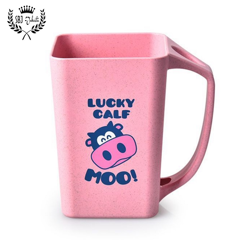 Gelas Cangkir Mug anak SQUARE CUP ECO GREEN WHEAT MATERIAL BPA FREE ADA DUS COCOK DIJADIKAN KADO HADIAH OLEH2