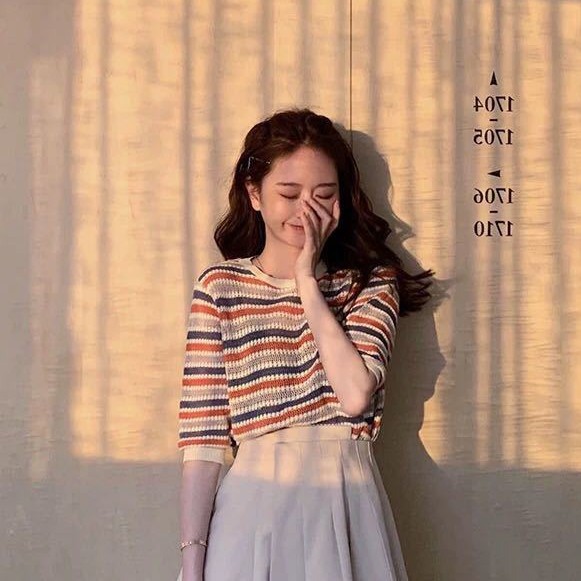  Kaos  T Shirt Casual Model Slim  Fit  Round Neck Motif Garis 