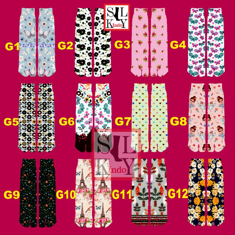 12 MOTIF KAOSKAKI PRINTING MUSLIMAH PRODUKSI SENDIRI BAHAN BAGUS HARGA HEMAT