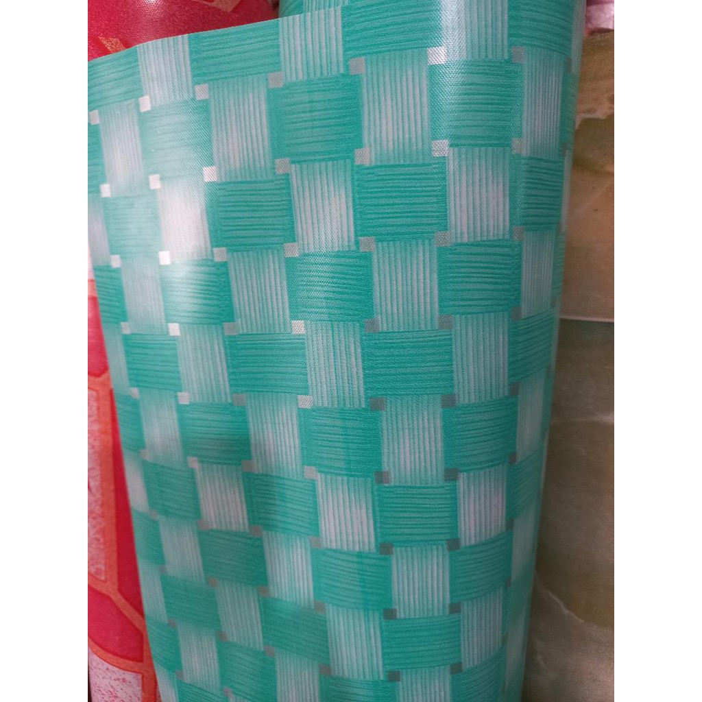 Disc Karpet Plastik Vinyl Untuk Lantai/Taplak Meja Motif Tikar Anyam