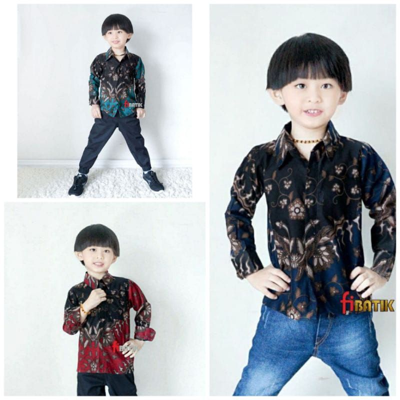 Kemeja batik anak laki-laki lengan panjang usia 2-13Tahun batik premium