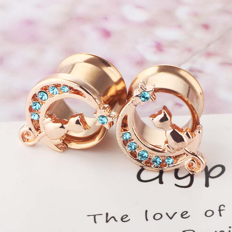 2pcs Anting Tusuk Bentuk Kucing Bahan Stainless Steel Dengan Zircon