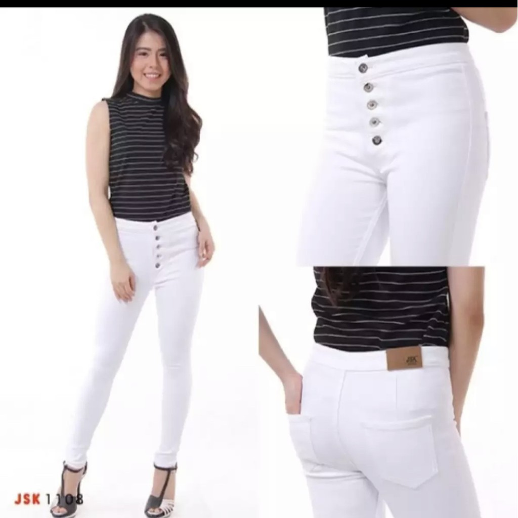 Celana Jeans Kancing lima Putih/haiwest Kancing 5 Putih