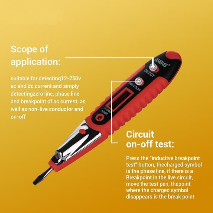 ANENG Tes Pen Digital AC-DC 12-250V dengan Senter