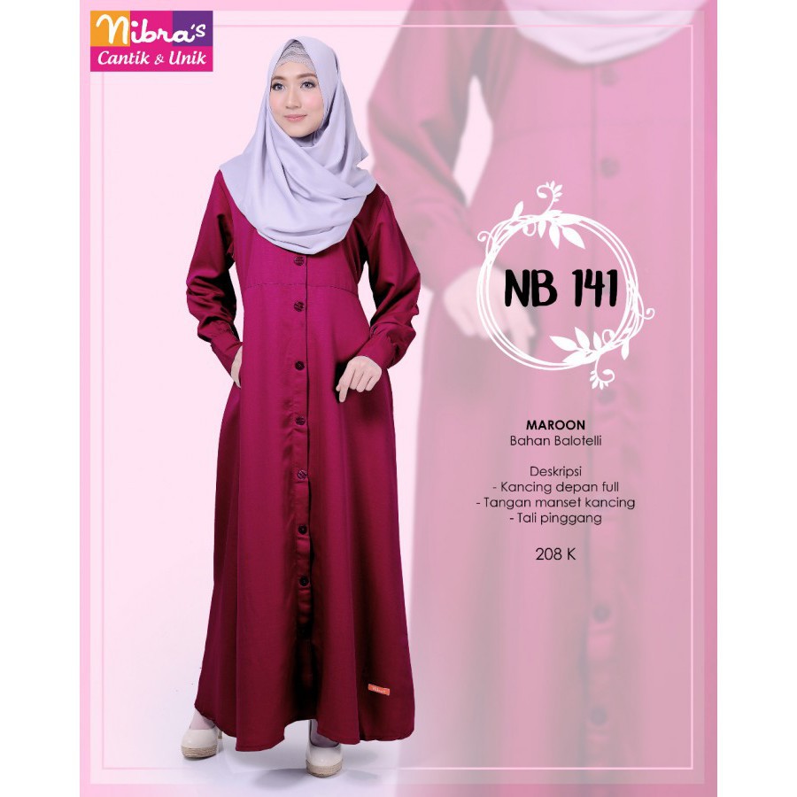 [Best Seller] Gamis Nibras NB 141 Promo Diskon 10% Ready Warna Hitam Navy Abu Tua Abu Muda dan Marun