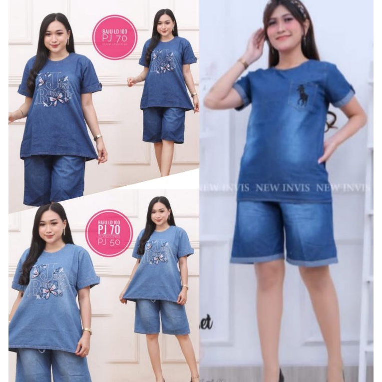 one set jeans wanita - one set pendek - setelan jeans pendek - one set jeans murah - setelan jeans murah - ootd - setelan santai - one set home - home dress - setelan jeans wanita import - one set import - setelan harian-3