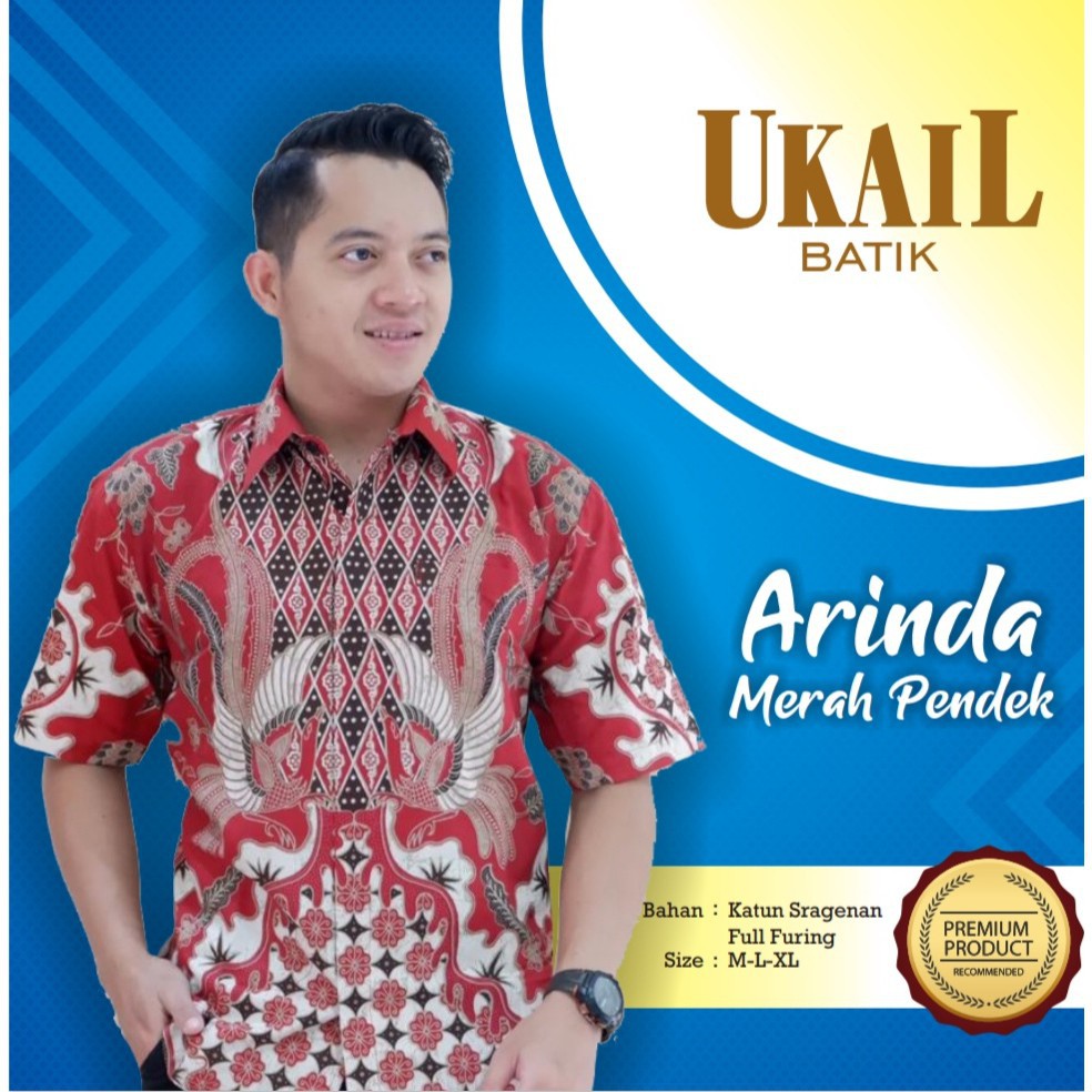 ARINDA MERAH / BATIK PRIA LENGAN PENDEK / by UKAIL BATIK / 10.3