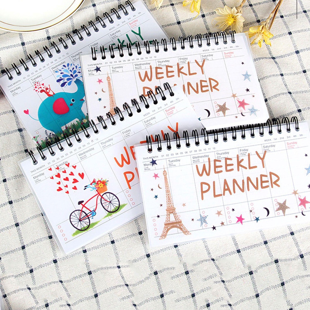 Top Weekly Planning Diary Portable Coil Notebook Up-turning Tearable