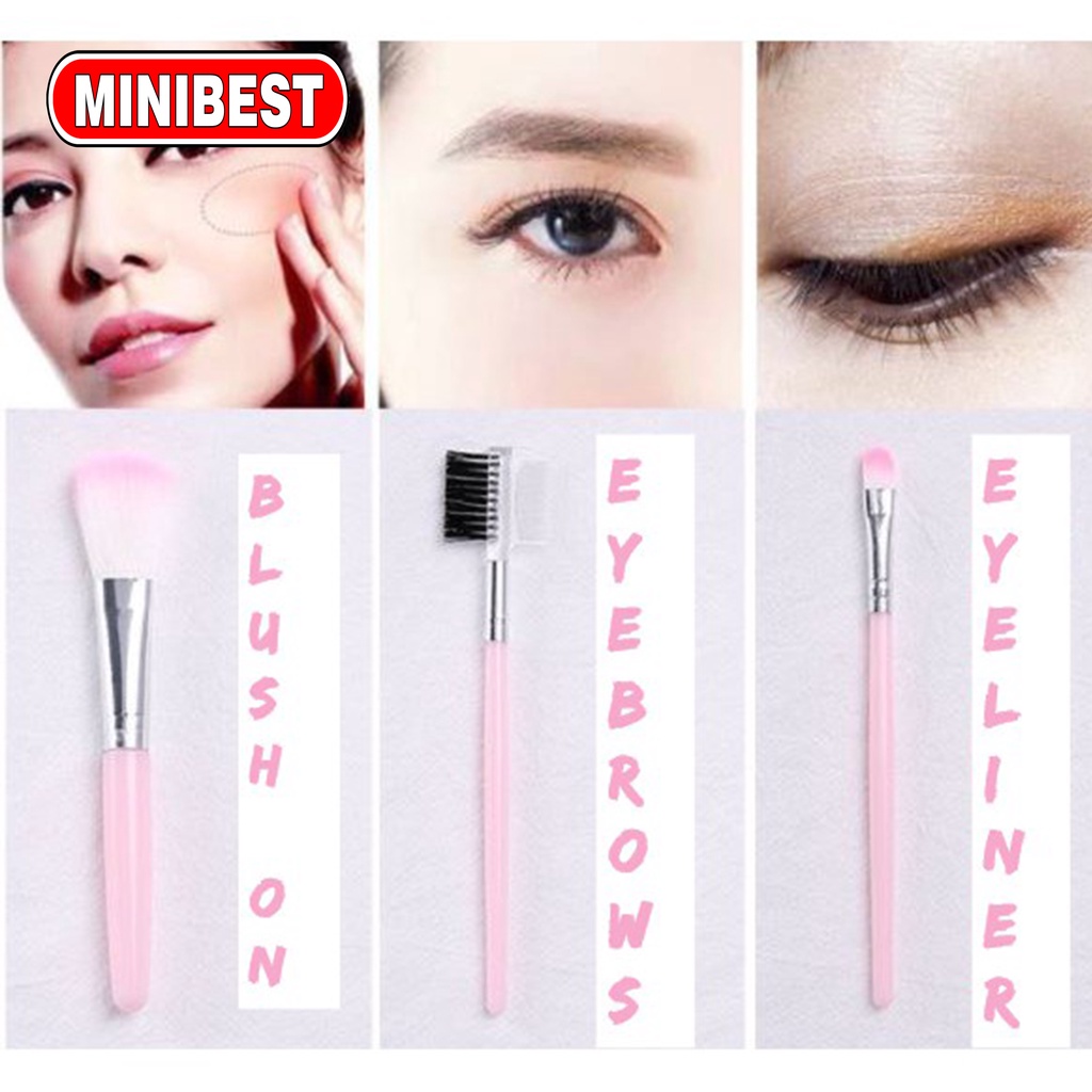 [MB] Kuas Make Up Brush 5pcs/set Kuas Makeup Eyebrow Brush Blush on Brush Eyeshadow Brush Sponge