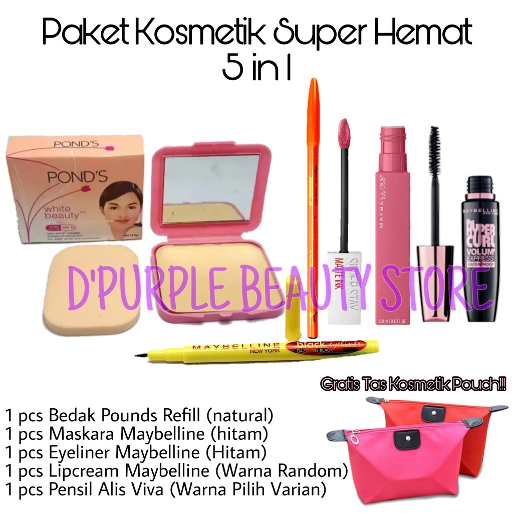 Paket Kosmetik Super Hemat Komplit 5 in 1 - Paket Make Up Hemat Super Komplit 5 in 1