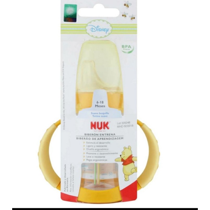 NUK Disney Winnie The Pooh Bootle With Spout &amp; Handle Training Spout / NUK Learner Bottle