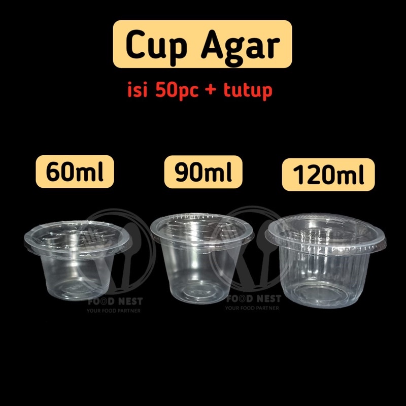 Jual cup ager 120ml cup agaragar ulir polos cup plastik gelas cup