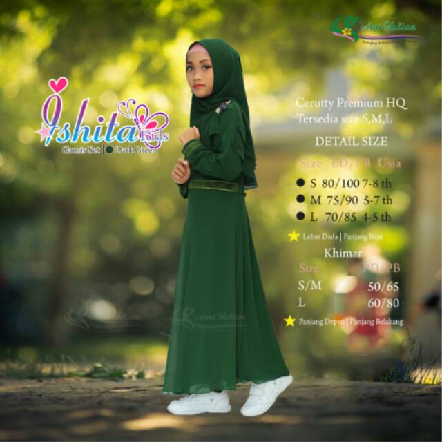 Baju Gamis Anak Ishita Kids Ori Ami Yulian Longdress Maxi Mat Ceruty Premium HQ Murah