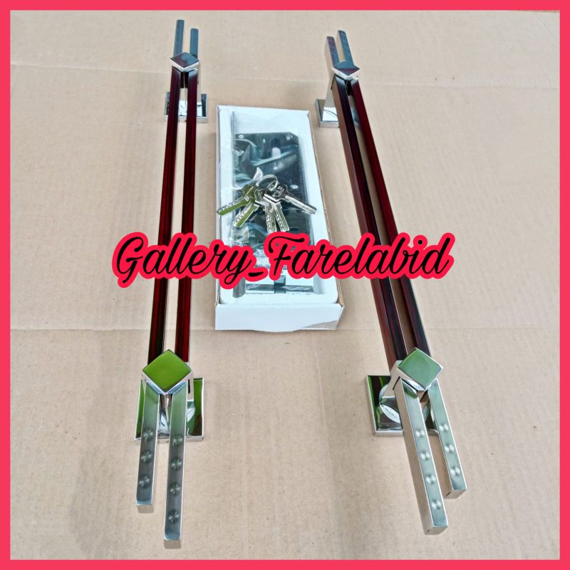 Handle Pintu Rumah Stainless Steel Grafir 60 Cm Set Kunci Gagang Pintu Rumah Modern 45 Cm Full Set Body Pelor Pegangan Pintu Kupu Tarung Tarikan Pintu Rumah Utama Minimalis