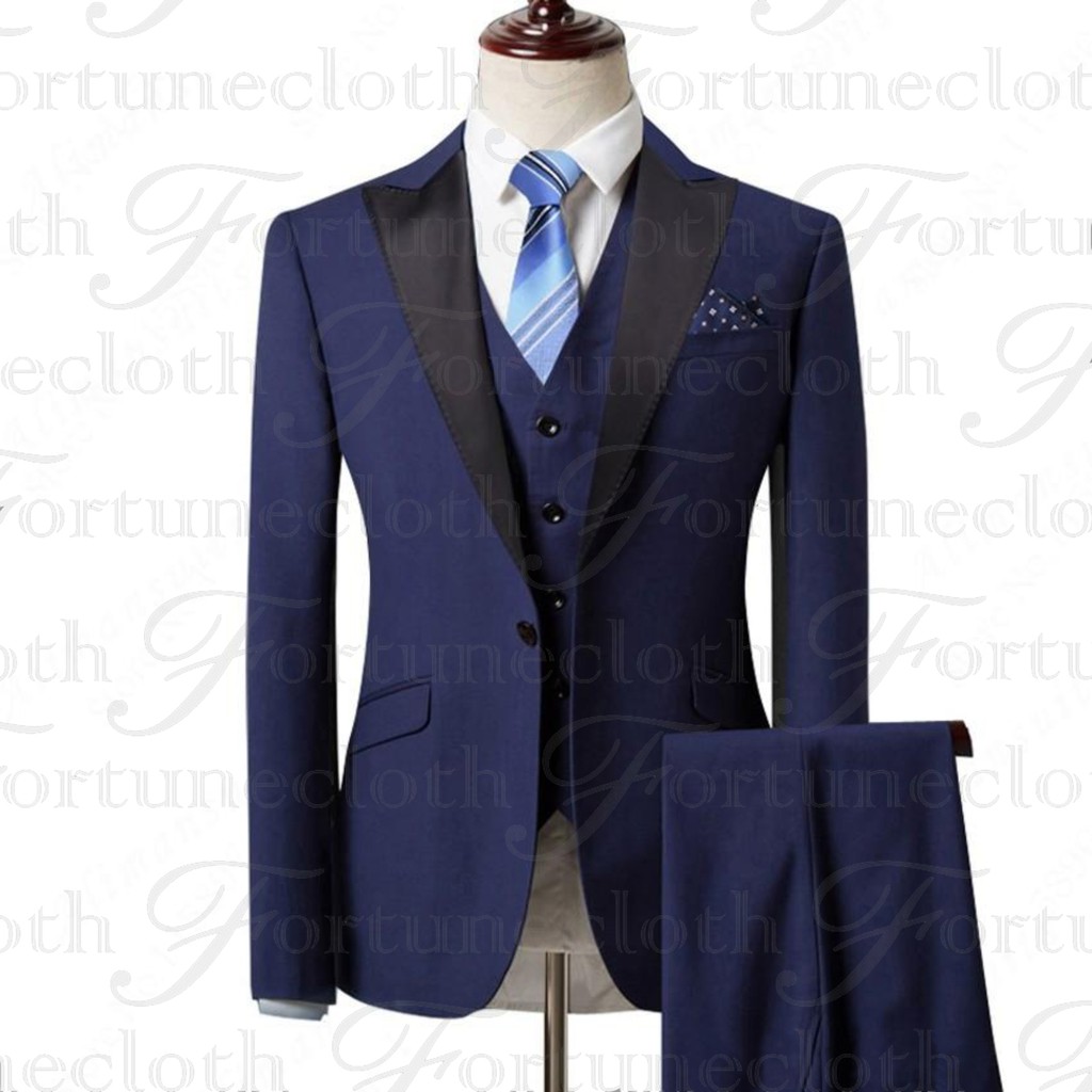 Jas Pria - Setelan Jas Pria + Celana Warna Navy Blue List Hitam - Jas + Celana Best Quality