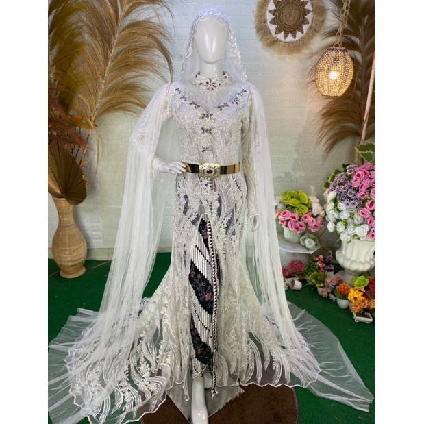 Kebaya akad ekor full Payet + Jarik Sepasang