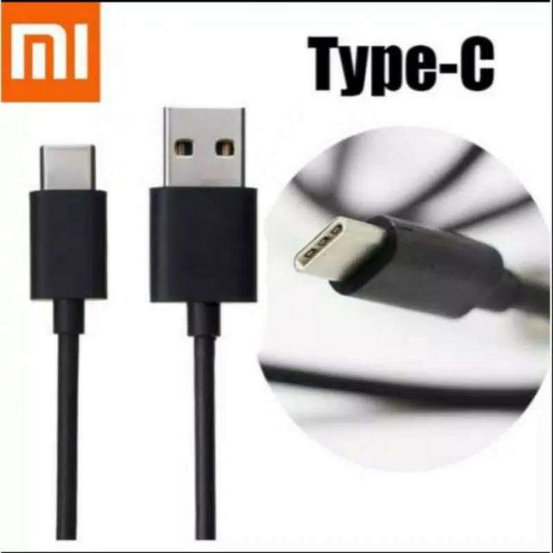 KABEL DATA XIAOMI TYPE-C BLACK &amp; WHITE ORIGINAL 100% 2.1A FAST CHARGING