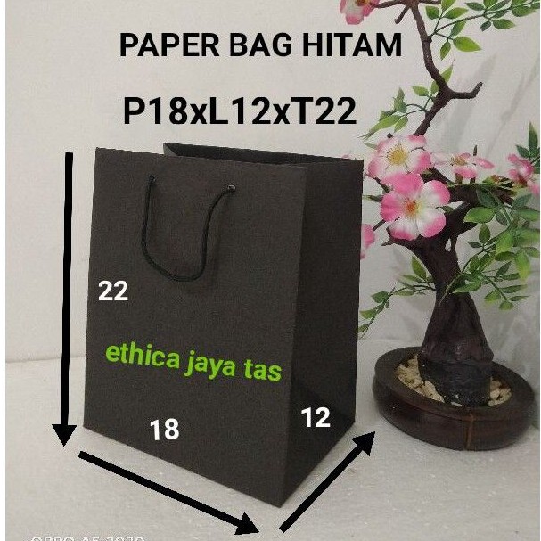 PAPER BAG/ TAS KERTAS HITAM 20X25