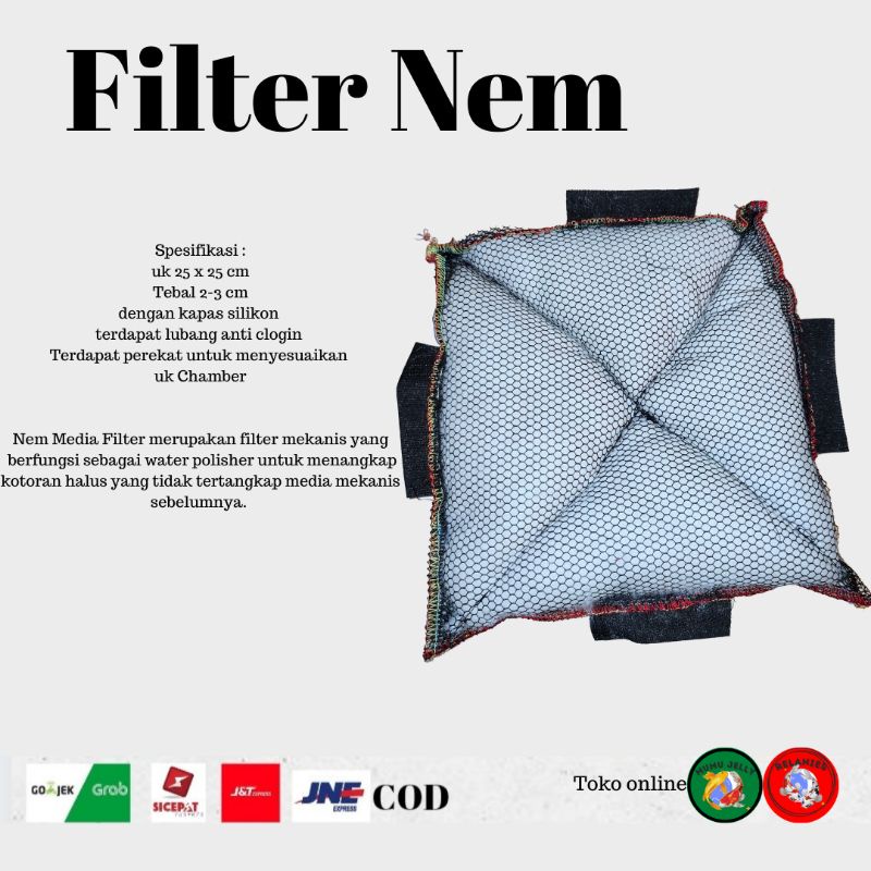 FILTER NEM MEDIA FILTER WATER POLISHER FILTER MEKANIS PENJERNIH AIR KOLAM IKAN KOI 25 X 25 CM