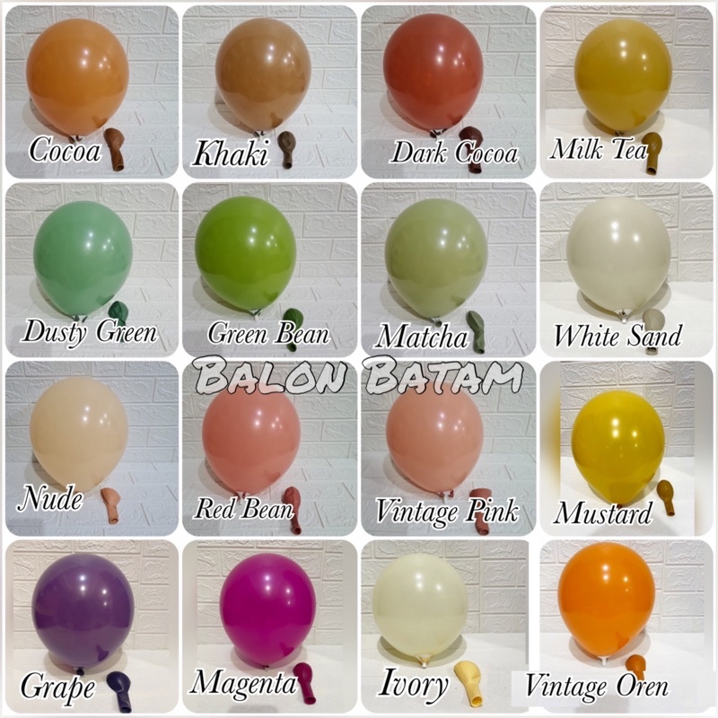 Balon Latex Vintage Cocoa Nude Redbean Green Brown series 12inch 2.8gram TX