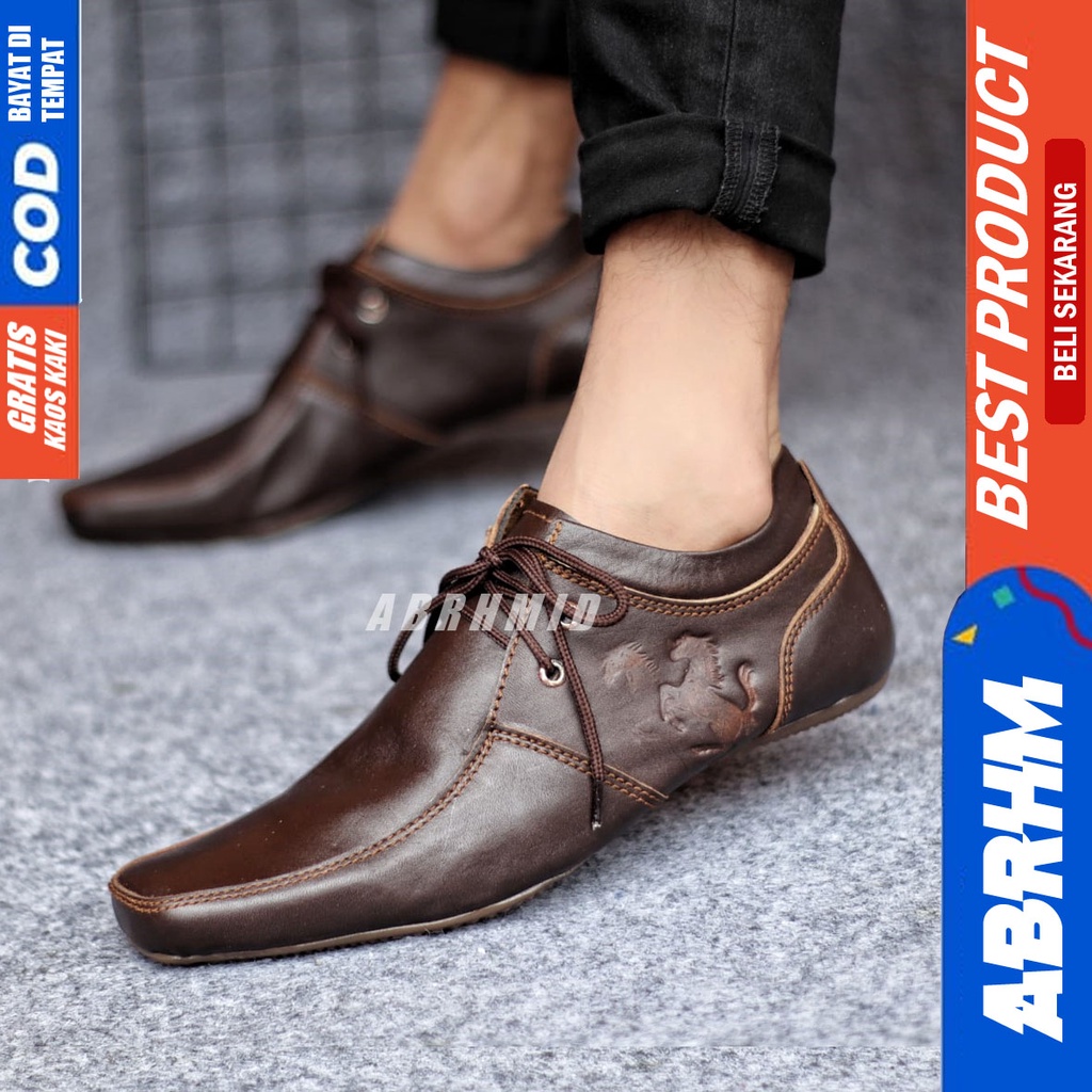 ABRHM x LETO Sepatu Formal Casual Pantofel Pria Kerja Kantor Kuliah Cowok Keren Originall