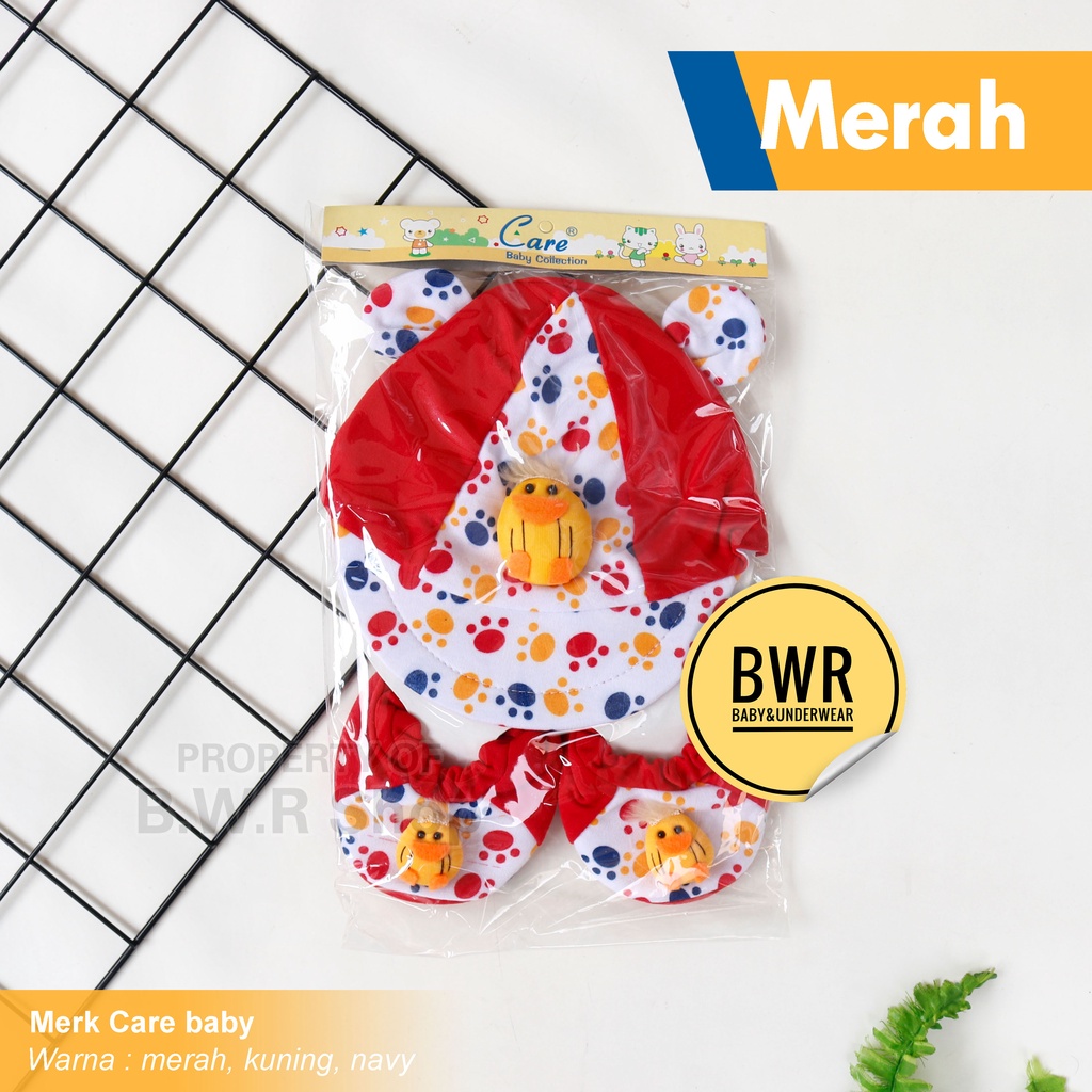 Topi Care / Topi Bayi New Born Karakter / Topi Set Sepatu Bayi DUCK 02 - Bwr IX