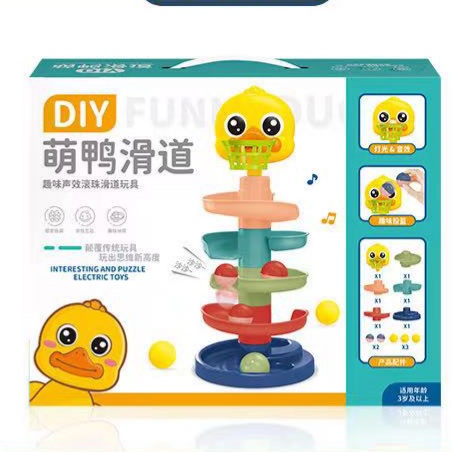[ Funny ] Mainan Anak Edukasi Seluncuran Bola Rail Mutar Berlampu dan Music-BEBEK