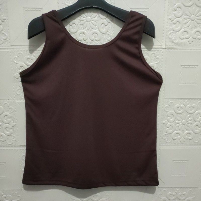 Singlet jumbo /Tanktop tali gede / Tanktop polos-Coklat