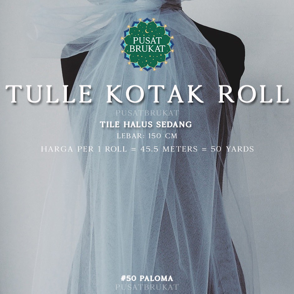 TULLE KOTAK ROLL - KAIN TILE KOTAK POLOS [harga per 1 roll = 45.5m]