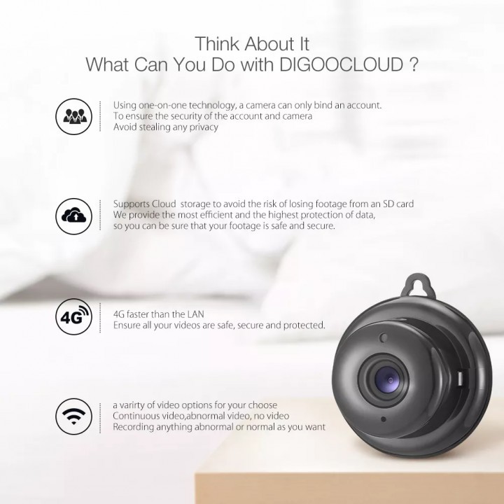 DG-MYQ - V380 720P Mini Smart WiFi Camera - 2.1mm Super Wide Lens