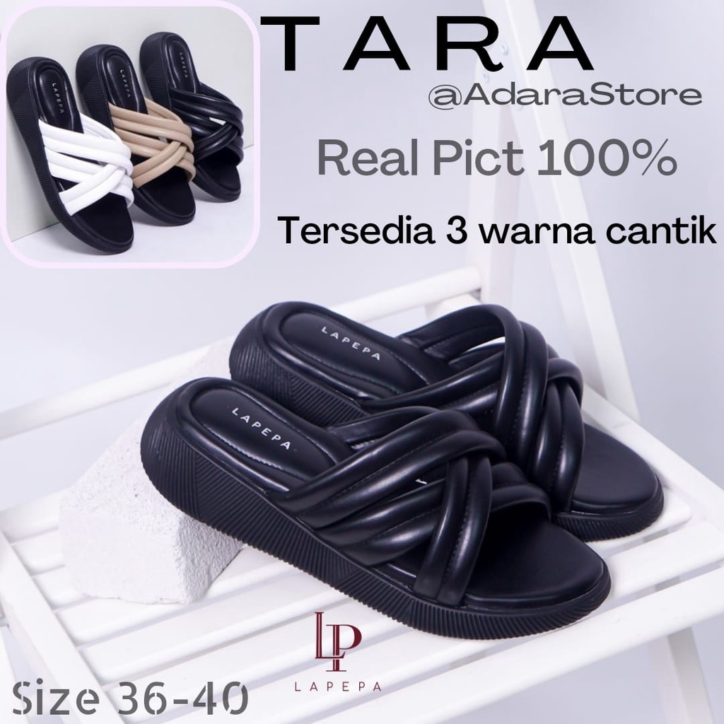 Adarastore - Lapepa TARA Sandal Selop Wanita Sendal Casual Cewek Flat Silang Kekinian