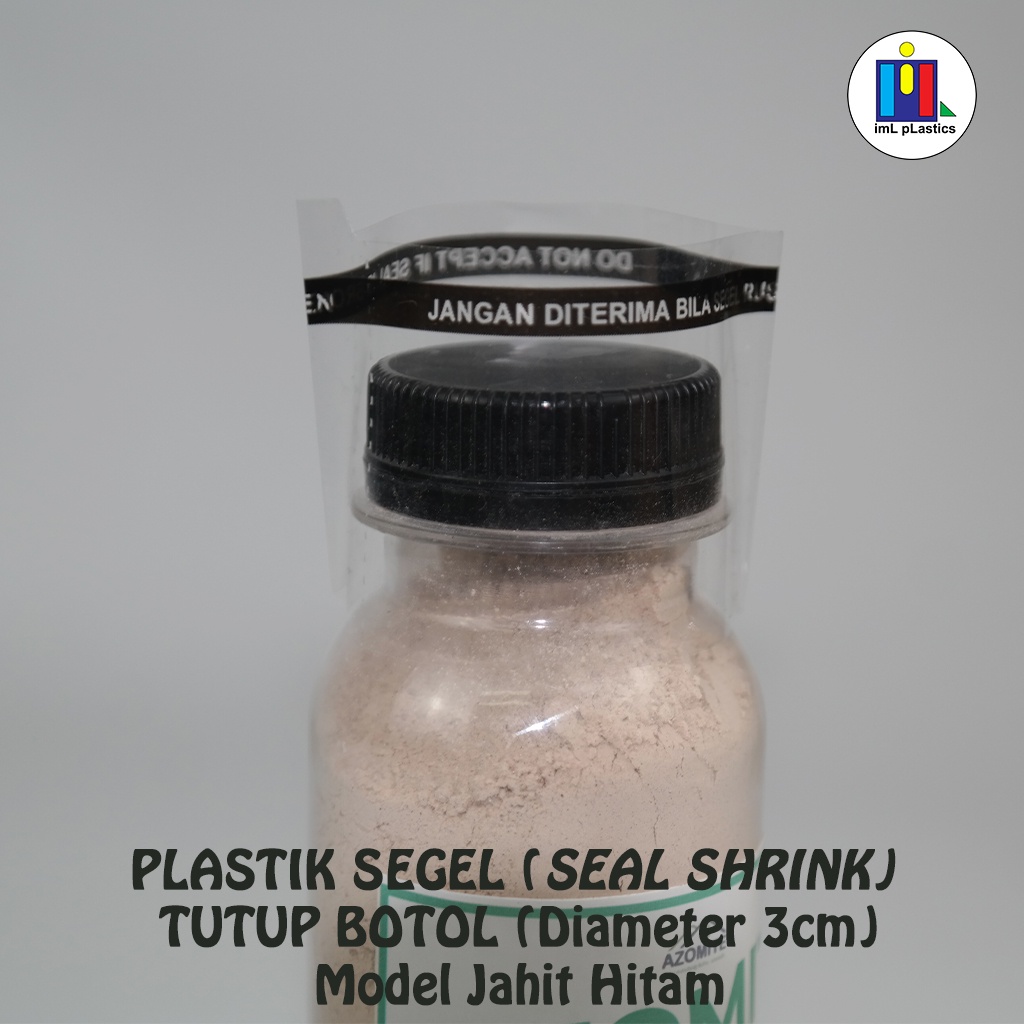 PLASTIK SEGEL (SEAL SHRINK) tutup botol 3cm Hitam Model Jahit - 100pcs