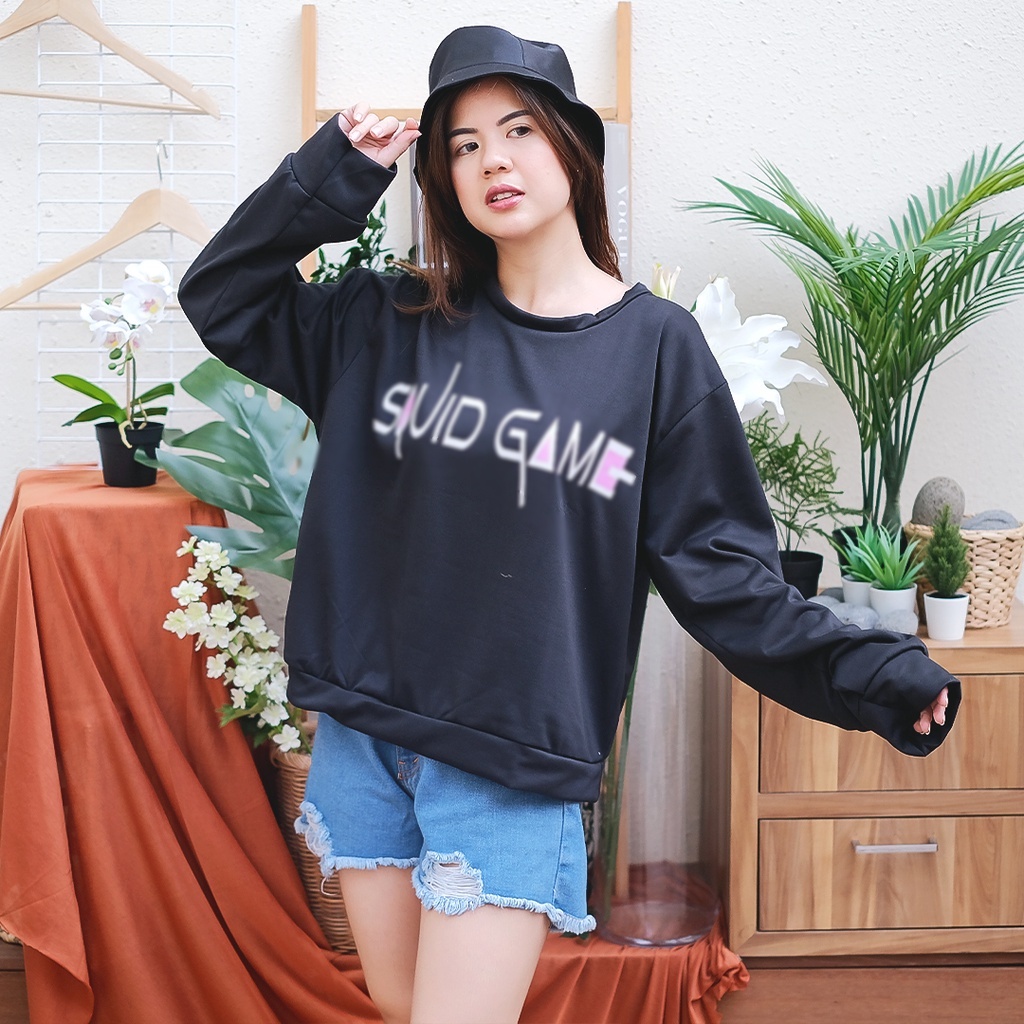 SWEATER SQU1DDE G4M3 OVERSIZE - SWEATER WANITA OBLONG BAHAN BABYTERRY