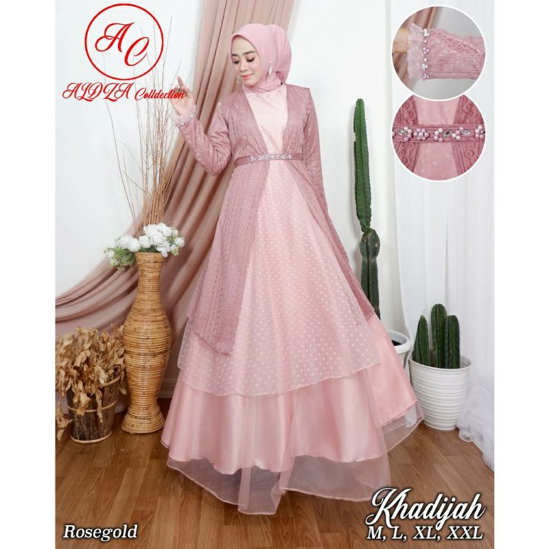 GAMIS KHADIJAH / GAMIS BRUKAT / DRESS PARTY WANITA / OUTFIT BAJU PESTA WANITA KEKINIAN / GAMIS PESTA /KEBAYA TERBARU
