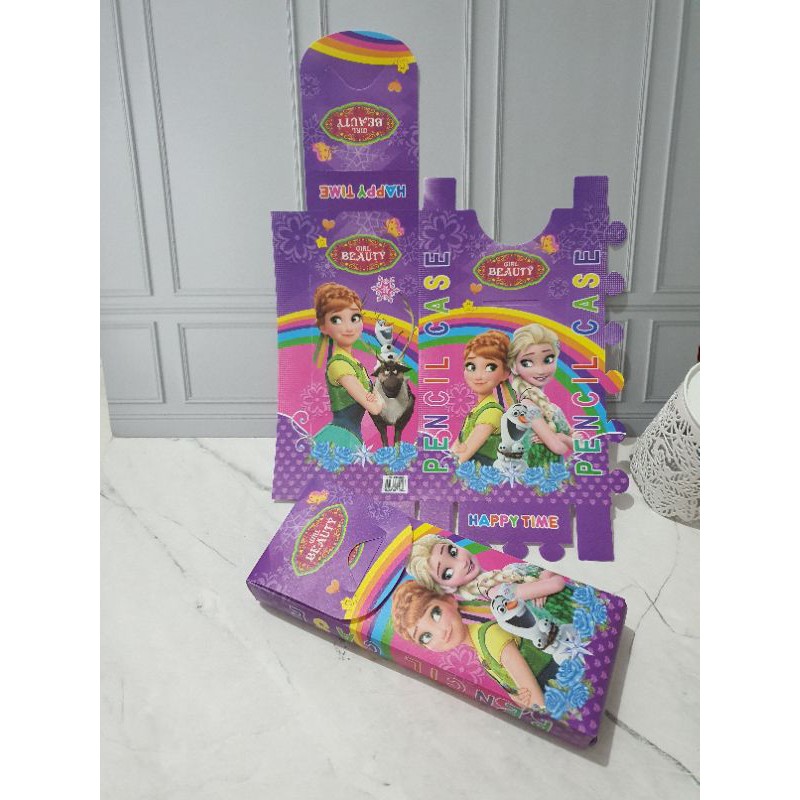 (12pc) kotak pensil rakit murah/tempat pensil buat sendiri/kotak pensil karakter rakit/pencil case-Frozen