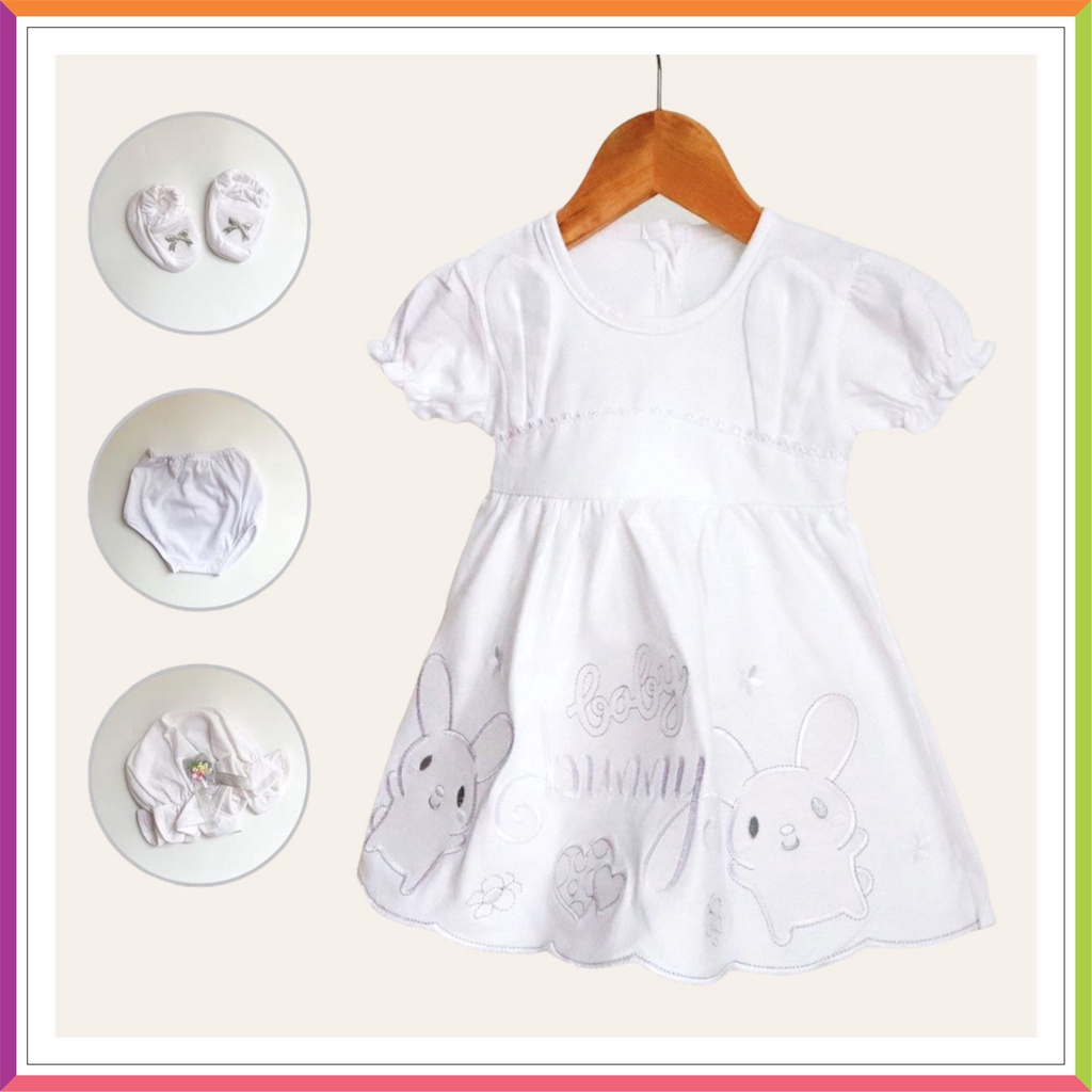 DRESS BABY ALL WHITE | DRESS AQIQAH | WHITE DRESS BAYI NEWBORN 0-6 BLN 4IN1 ❤ Fashionbabies ❤