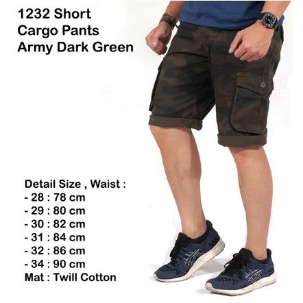 celana cargo army green / celana pendek cargo army / celana pria