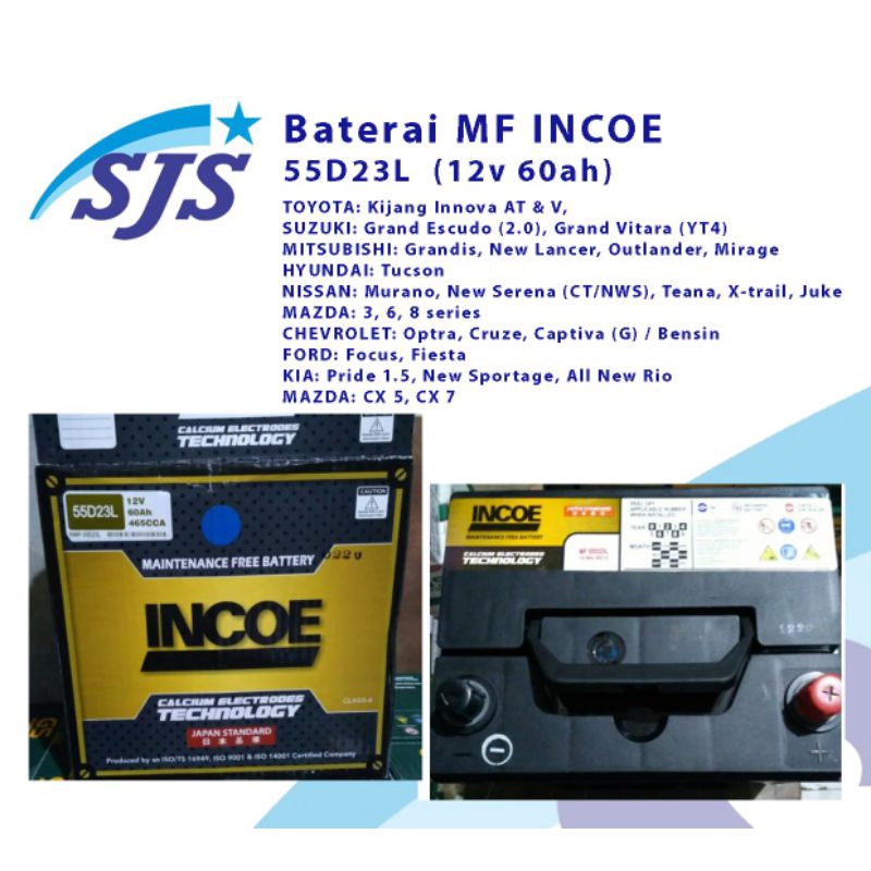 Aki Incoe 55D23L MF kering mobil