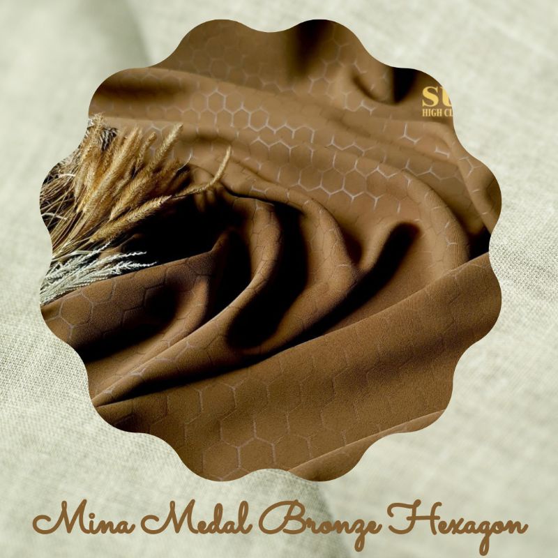 Kain Mina Emboss Hexagon Aneka Warna