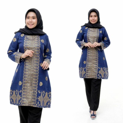 New Tunik Prada Dan Songket Seragam Kantor Sezi S M L Xl Xxl Xxxl Batikpt