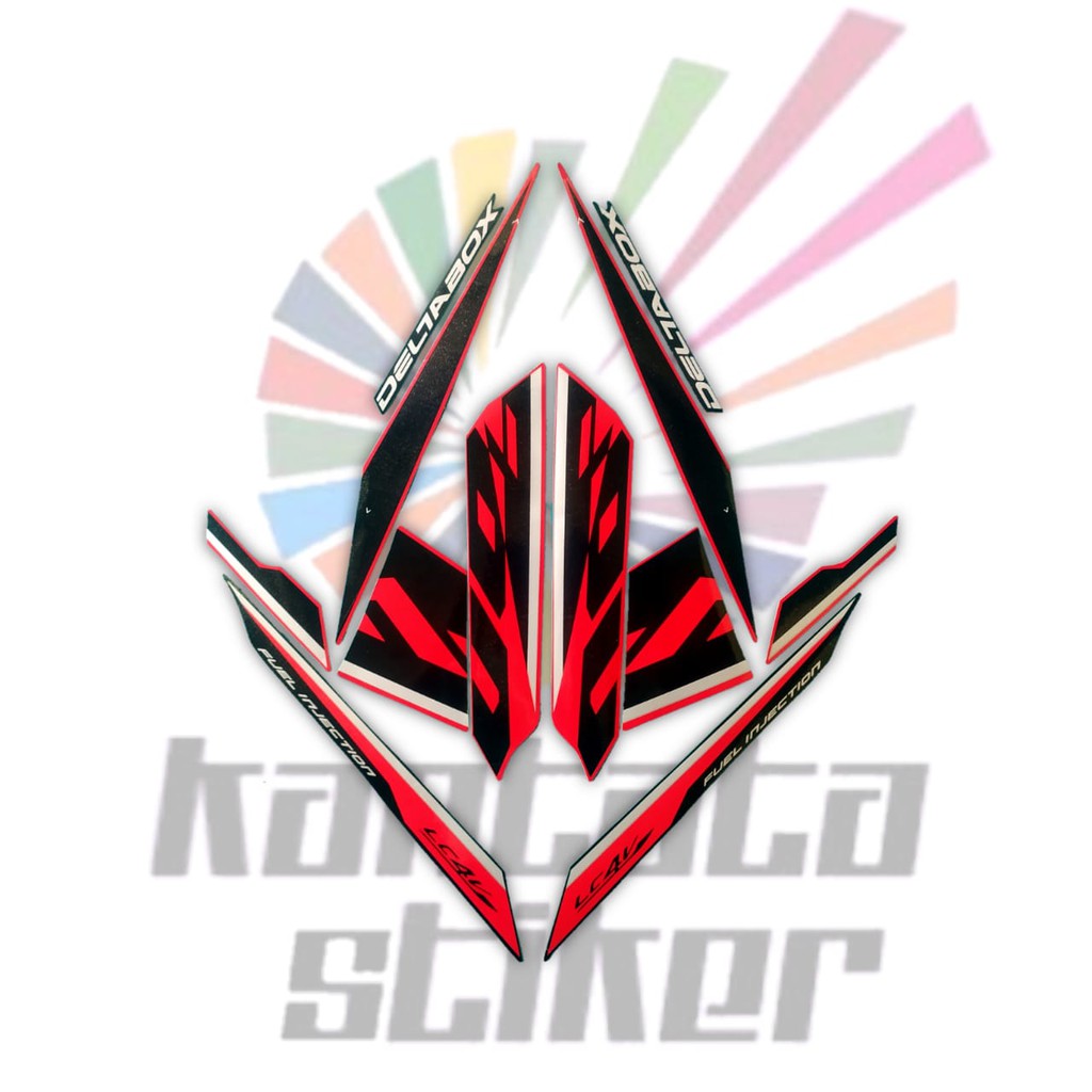 Stiker Striping motor yamaha Vixion NVA 2017 merah-hitam