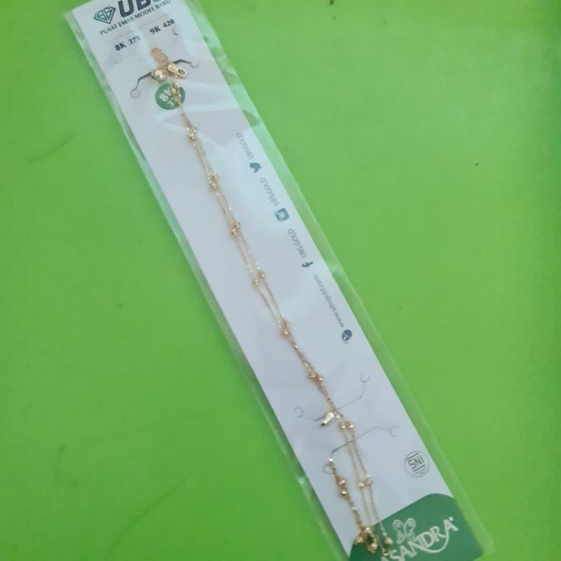 Gelang kaki jedar 2 layer bel kerincing UBS kadar 8K 375