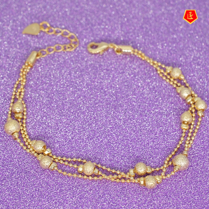 [Ready Stock]Fashion Multi-Layer Frosted Bracelet 18K Gold