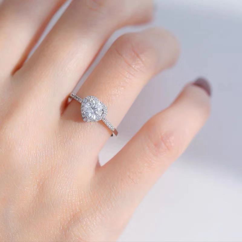 925 Cincin Perak Wanita Zirkon Dapat Disesuaikan Cincin Pernikahan