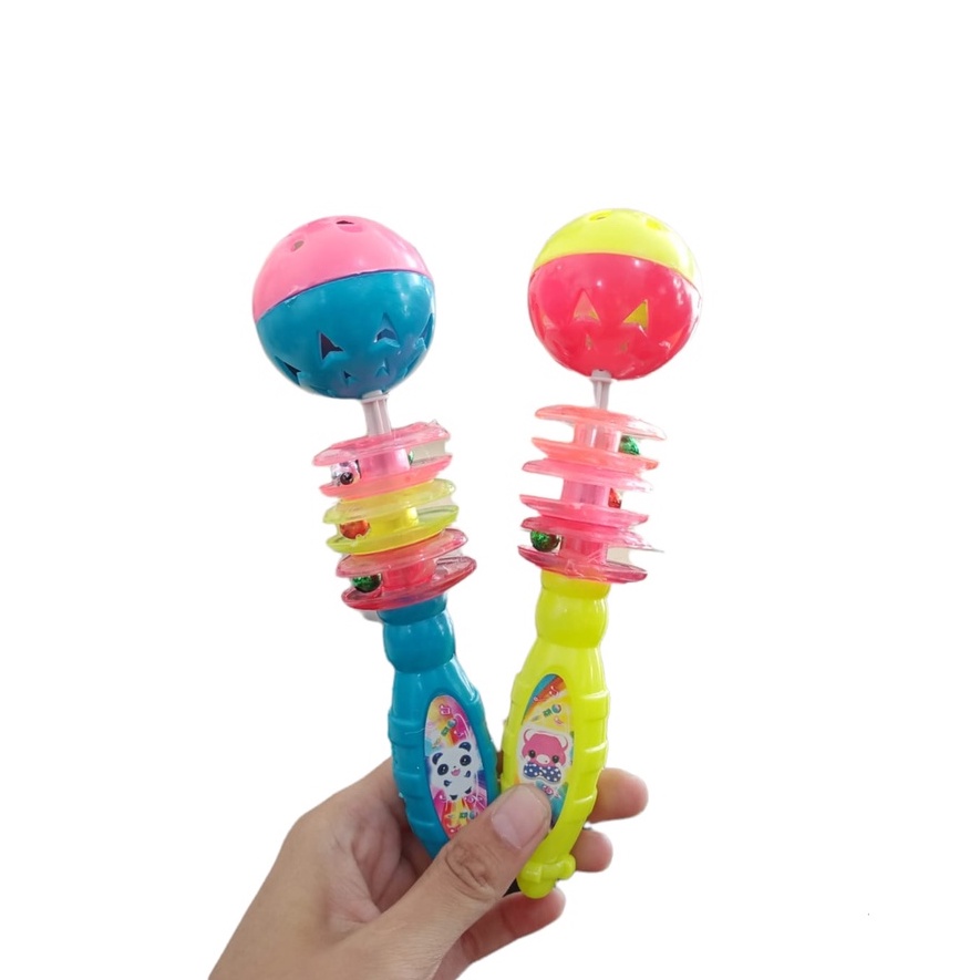 Mainan Kerincing Bayi Isi 2  Mainan Kerincing Bergagang Mainan Pegangan Kerincingan Bentuk Stick  Mainan Genggam